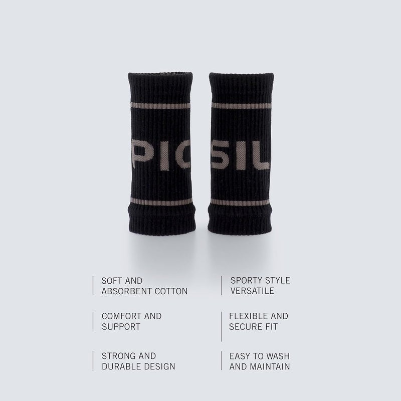 PICSIL - Cotton Sports Wristbands | Absorbent and Breathable | Ideal for Gym, Cross Training, Running and Tennis | Use with Grips | Unisex Design | - Image 3